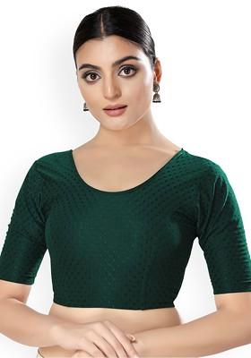 Round Neck Short Sleeves Non Padded Saree Blouse