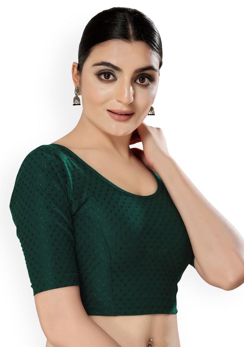 Round Neck Short Sleeves Non Padded Saree Blouse