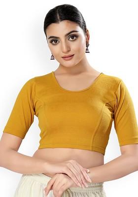 Round Neck Non Padded Stretchable Saree Blouse