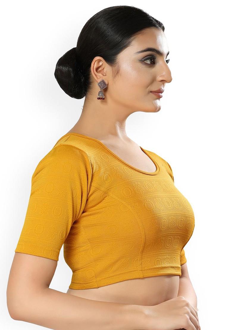 Round Neck Non Padded Stretchable Saree Blouse