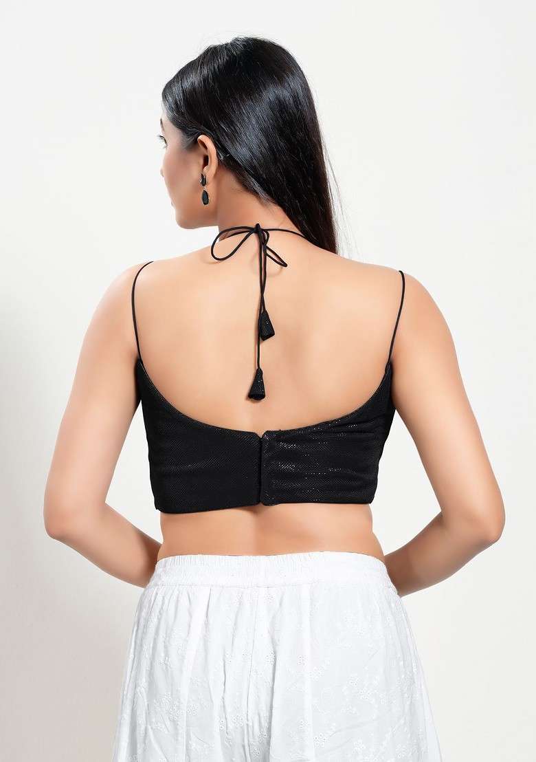Women Halter Neck Padded Saree Blouse - Indya