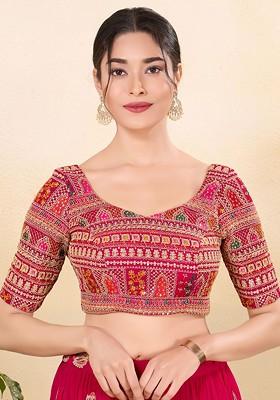 Embroidered Sweetheart Neck Padded Saree Blouse