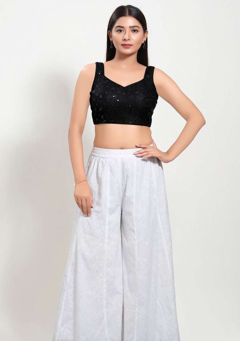 Women Round Neck Padded Saree Blouse - Indya