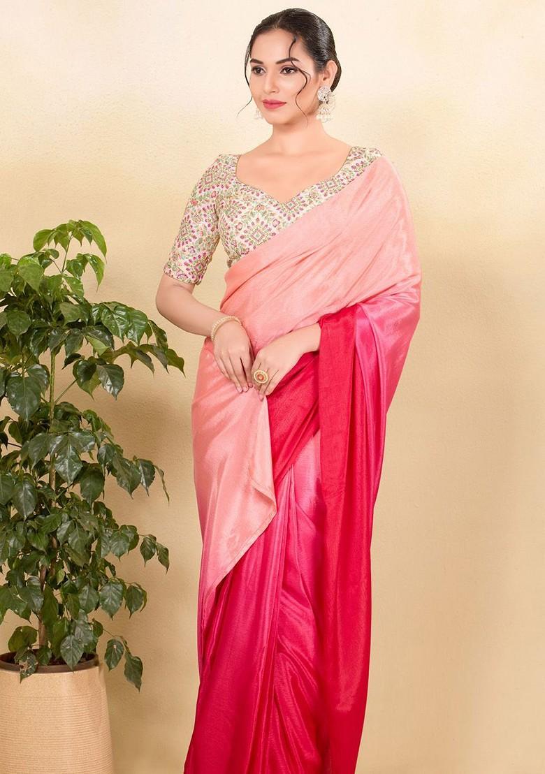 Embroidered Silk Sweet Heart Neck Padded Saree Blouse