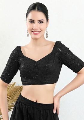 Embroidered Sweet Heart Neck Padded Saree Blouse