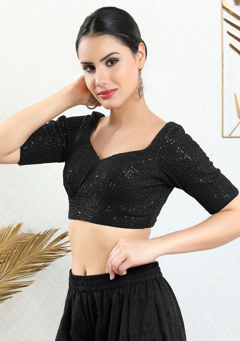 Embroidered Sweet Heart Neck Padded Saree Blouse