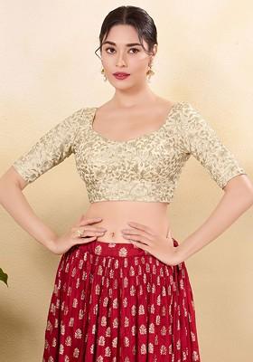 Embroidered Sweetheart Neck Padded Saree Blouse