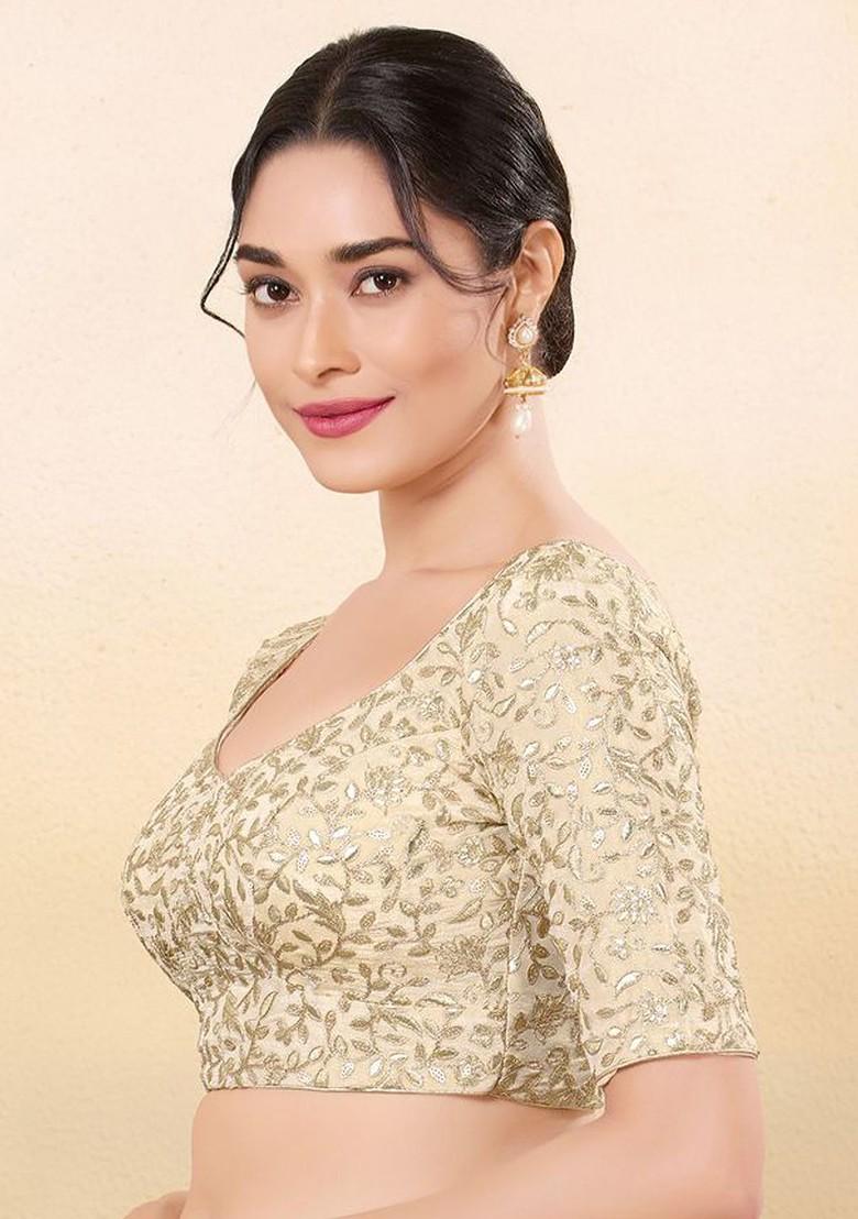 Embroidered Sweetheart Neck Padded Saree Blouse