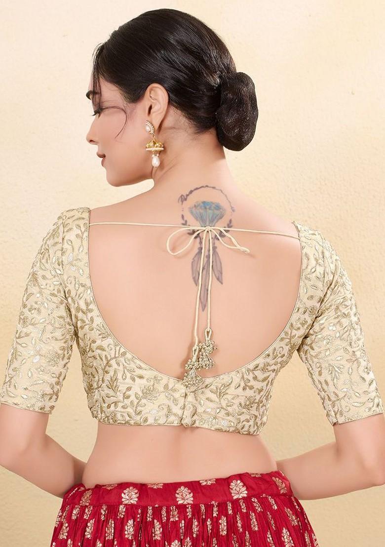 Embroidered Sweetheart Neck Padded Saree Blouse