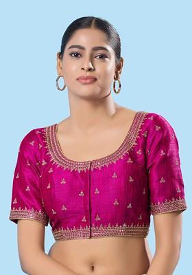 Women Square Neck Padded Saree Blouse