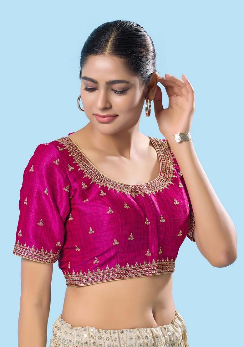 Women Square Neck Padded Saree Blouse