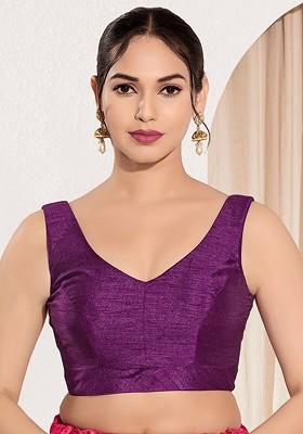 Round Neck Padded Saree Blouse