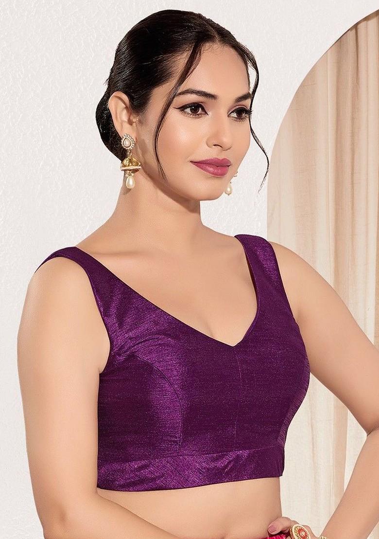 Round Neck Padded Saree Blouse