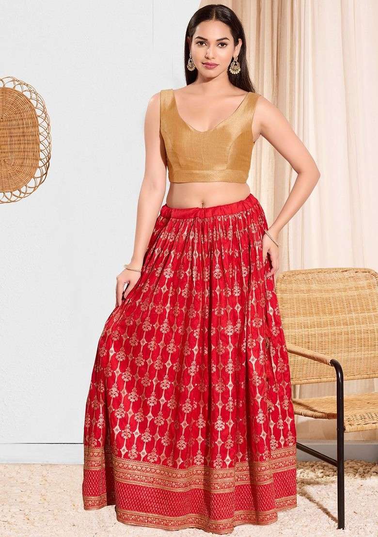 V Neck Padded Saree Blouse - Indya