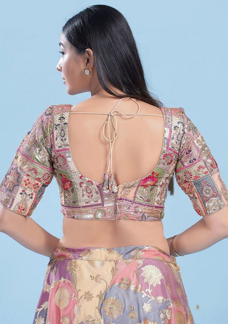 Embroidered Silk Sweetheart Neck Padded Saree Blouse