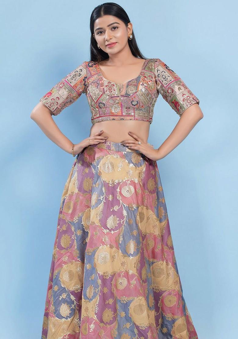 Embroidered Silk Sweetheart Neck Padded Saree Blouse