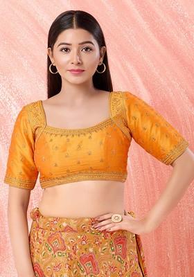 Women Square Neck Padded Saree Blouse