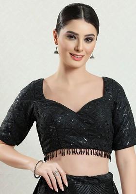 Embroidered Sweetheart Neck Padded Saree Blouse
