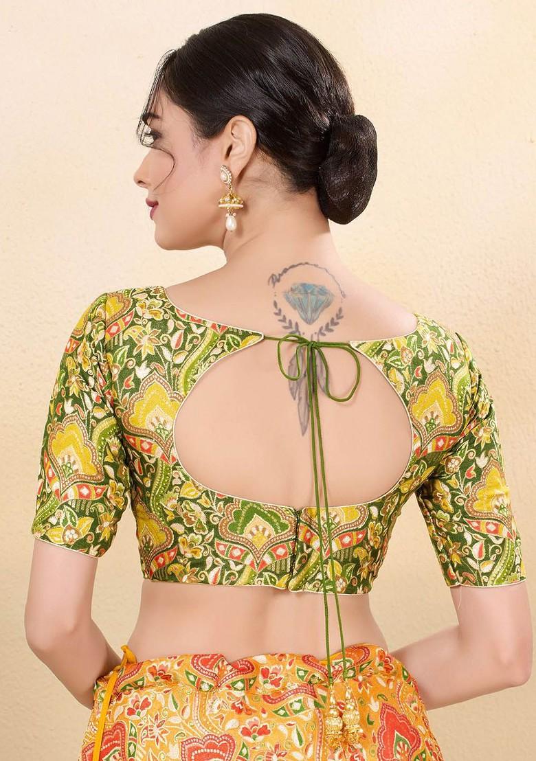 Women Round Neck Padded Saree Blouse