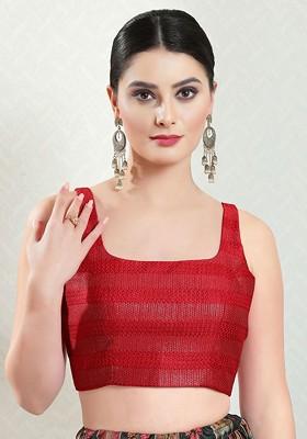 Women Square Neck Padded Saree Blouse