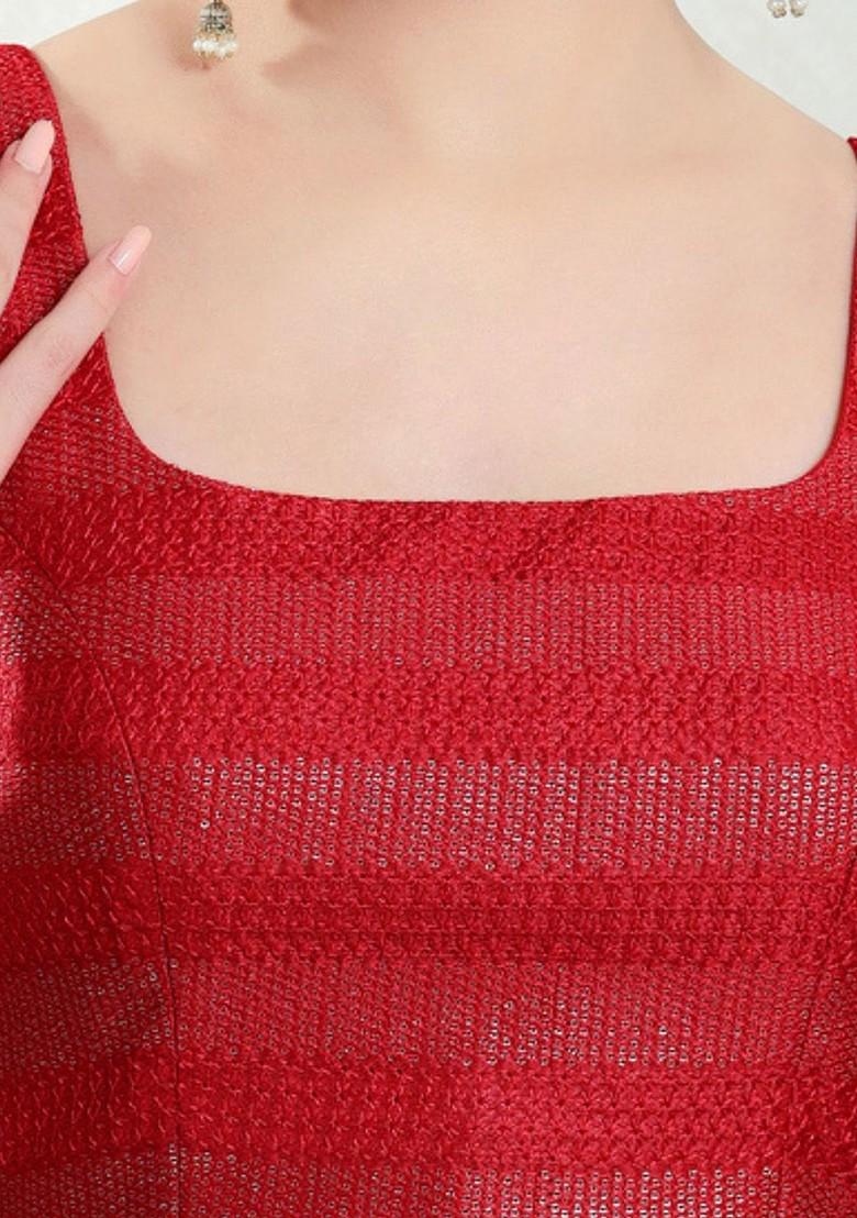 Women Square Neck Padded Saree Blouse