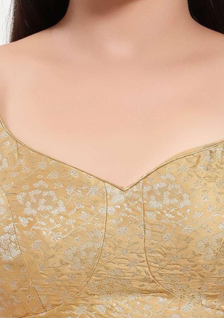 Women V Neck Padded Saree Blouse - Indya