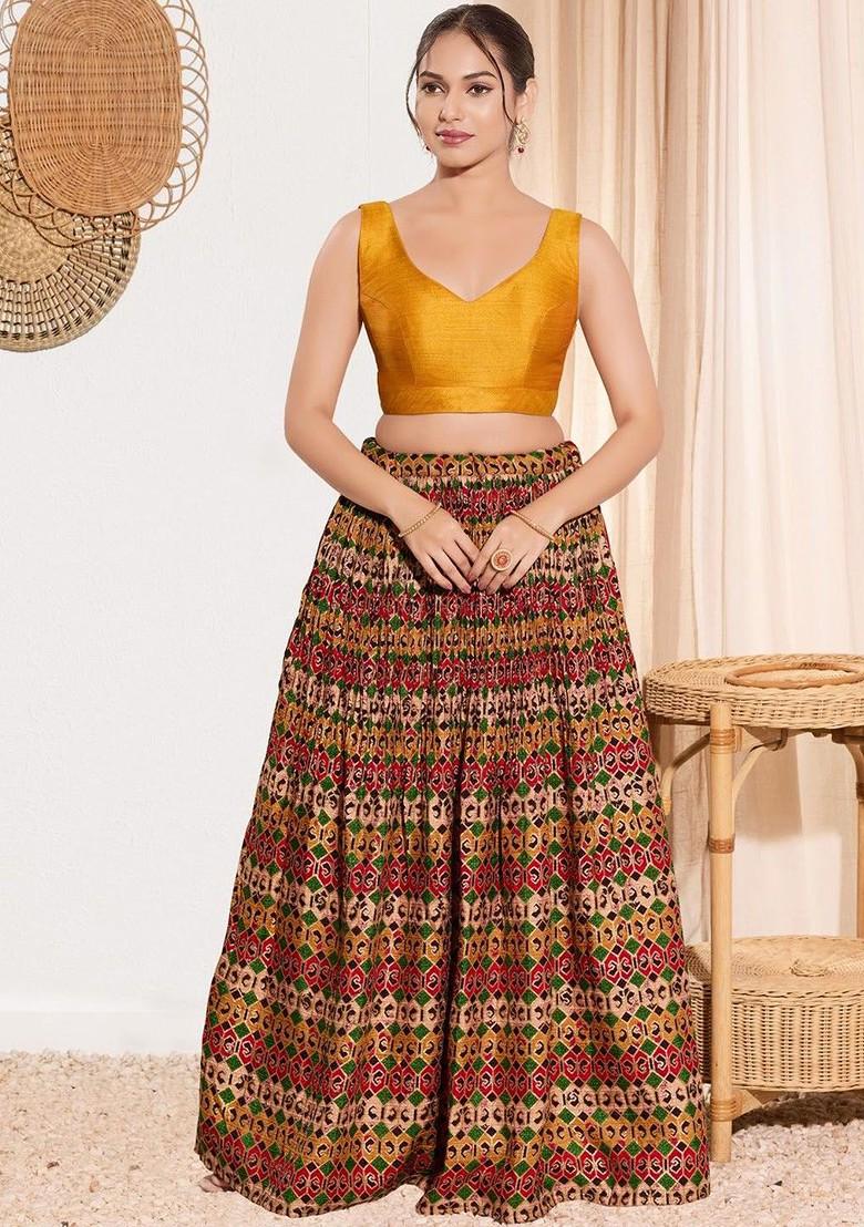 Silk V Neck Padded Saree Blouse