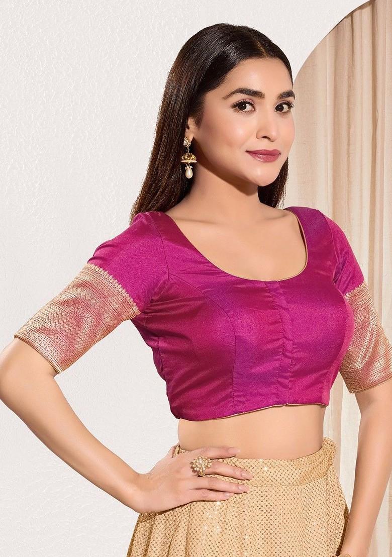 Round Neck Padded Saree Blouse