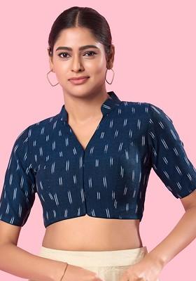 Women Boat Neck Padded Saree Blouse