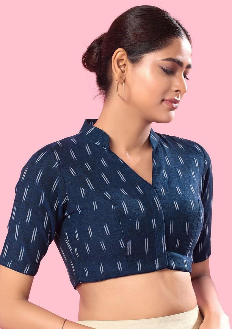 Women Boat Neck Padded Saree Blouse