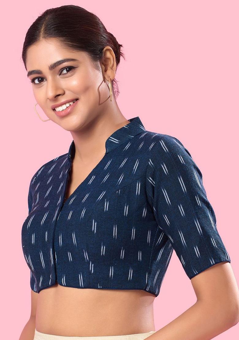 Women Boat Neck Padded Saree Blouse