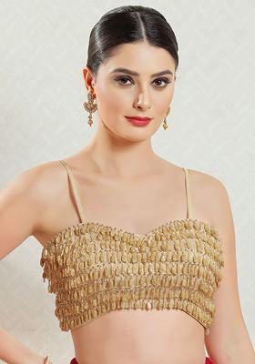 Embroidered Silk Sweetheart Neck Padded Saree Blouse