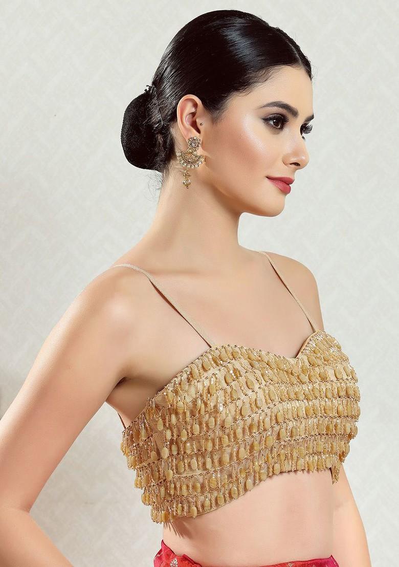 Embroidered Silk Sweetheart Neck Padded Saree Blouse