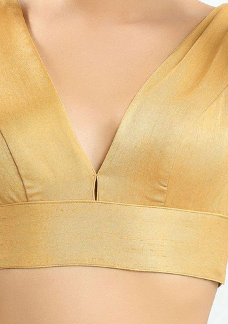 Women V Neck Padded Saree Blouse - Indya