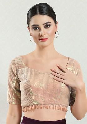 Women Square Neck Padded Saree Blouse