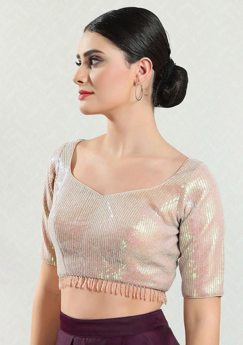 Women Square Neck Padded Saree Blouse