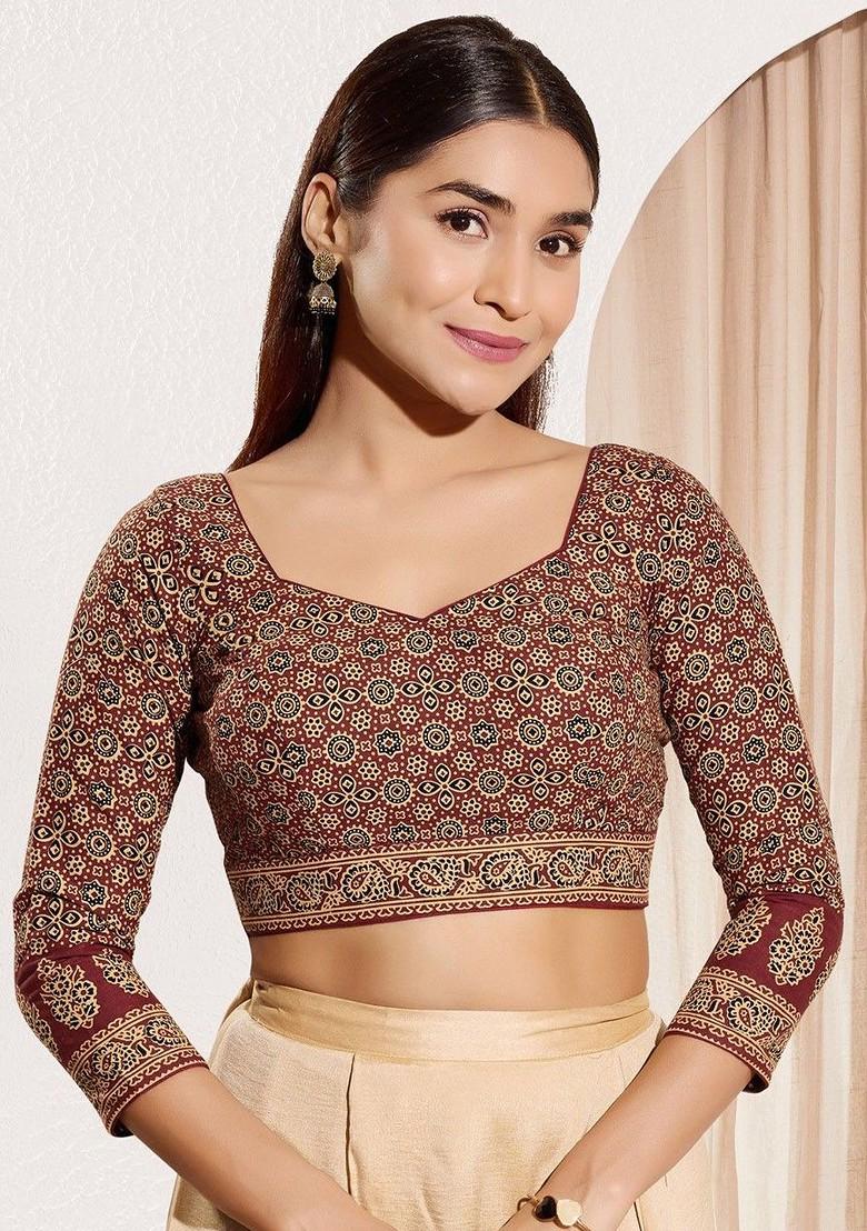 Woven Design Sweetheart Neck Padded Saree Blouse