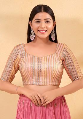 Women Square Neck Padded Saree Blouse