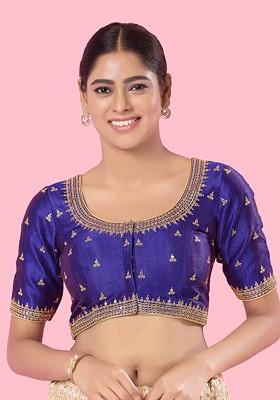 Women Square Neck Padded Saree Blouse