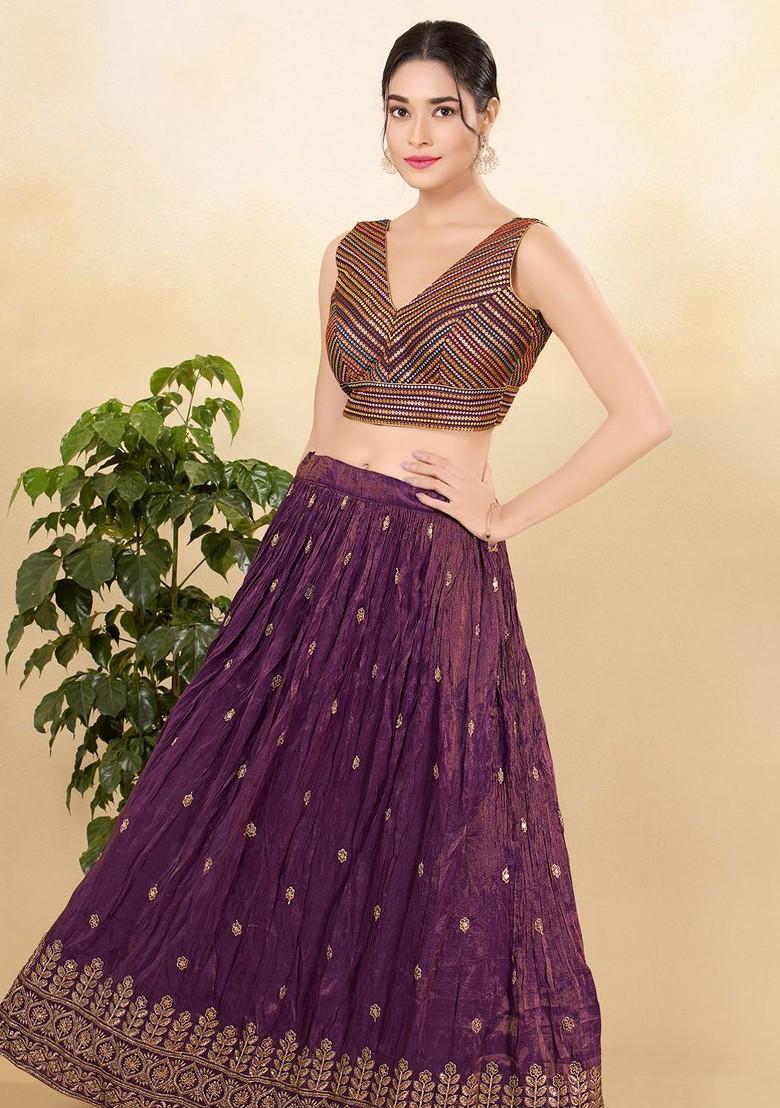 Sequinned Embroidered Silk V Neck Padded Saree Blouse