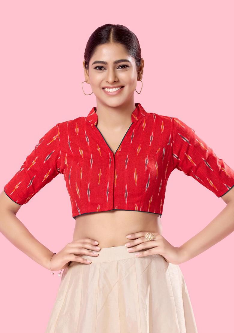 Women Boat Neck Padded Saree Blouse