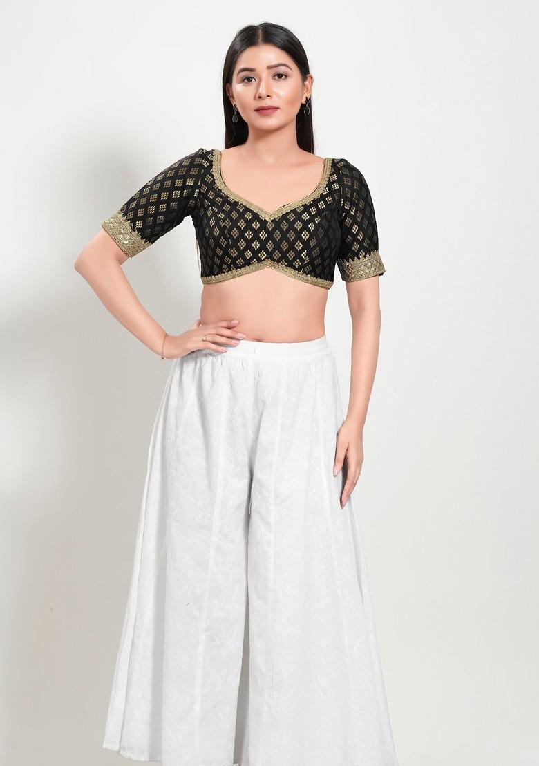 Woven Design Brocade Sweetheart Neck Padded Saree Blouse