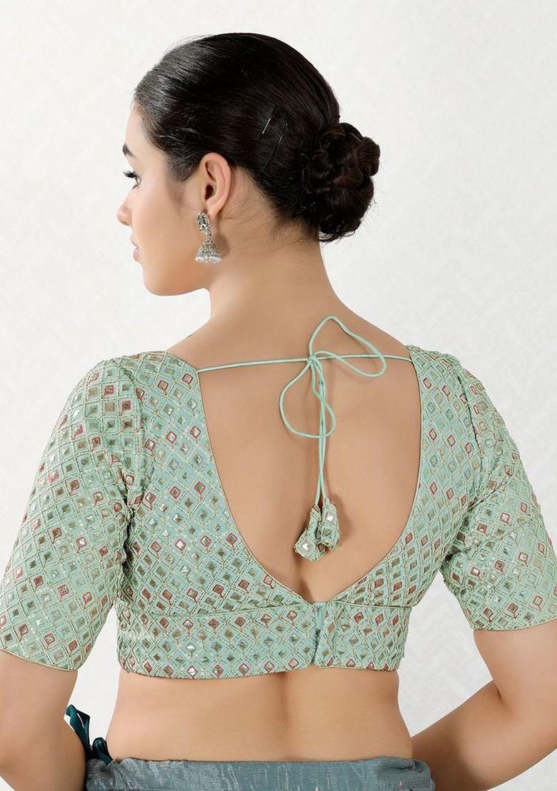 Gotta Patti Embroidered V Neck Padded Saree Blouse