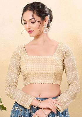 Women Square Neck Padded Saree Blouse