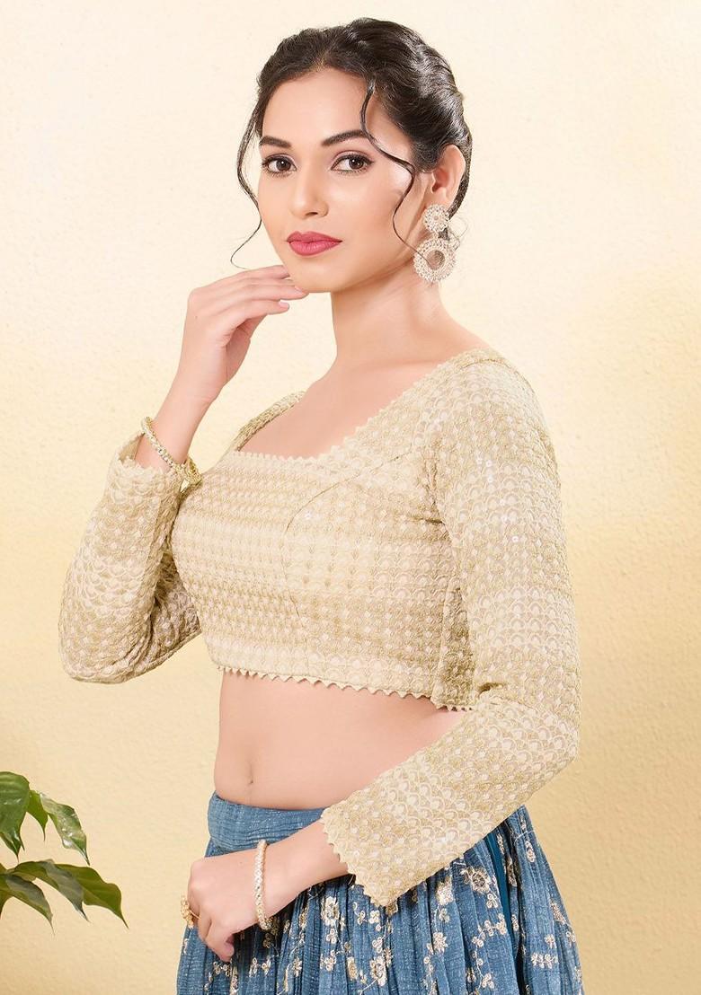 Women Square Neck Padded Saree Blouse