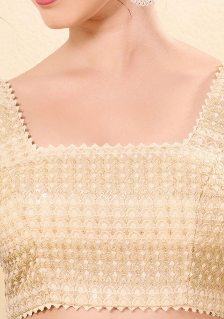 Women Square Neck Padded Saree Blouse