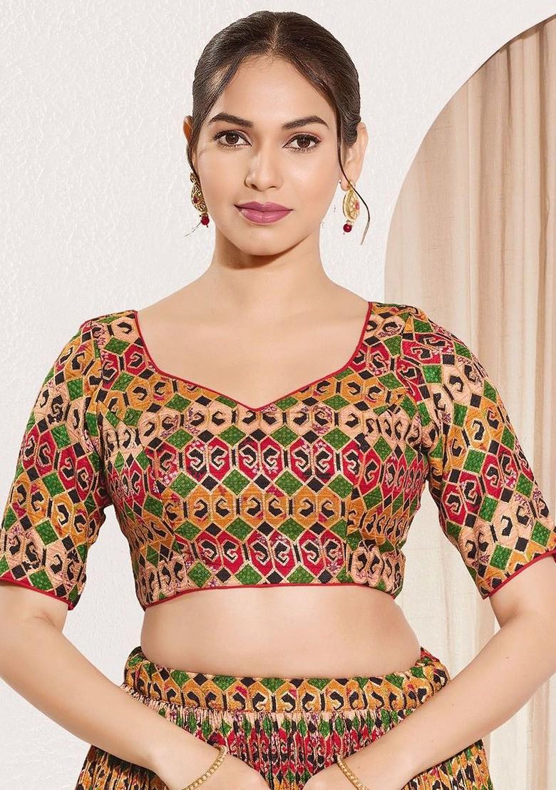Woven Design Sweetheart Neck Padded Saree Blouse