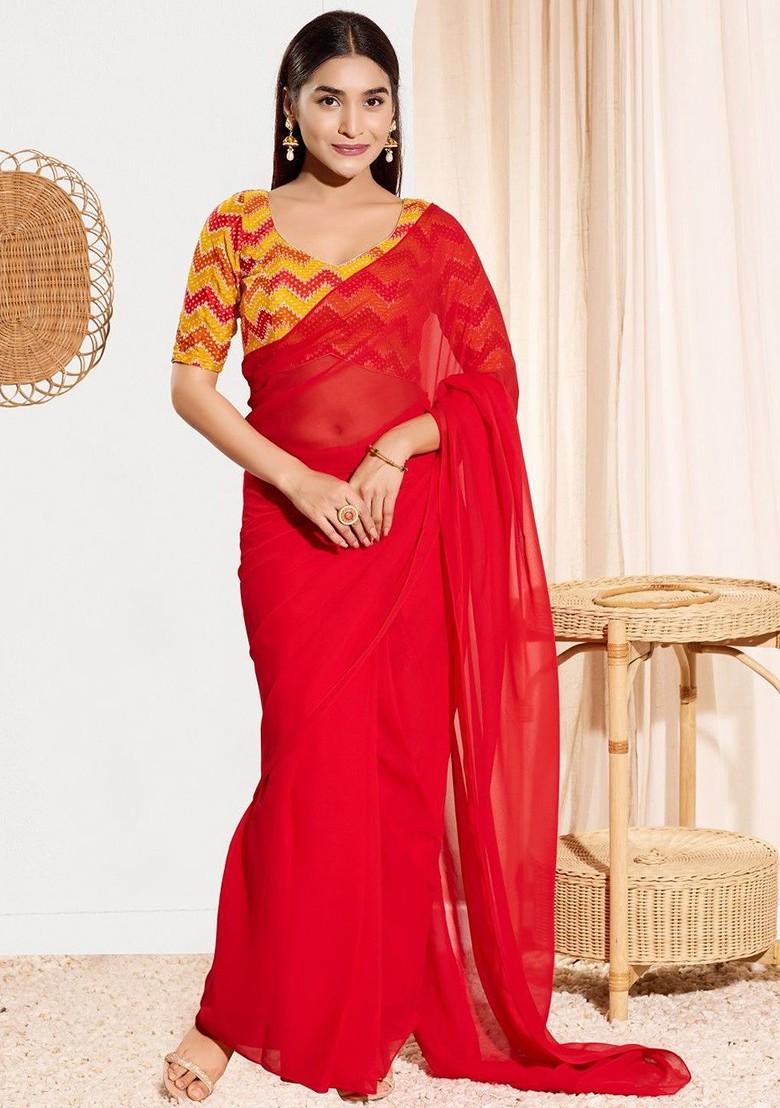 Woven Design Square Neck Padded Saree Blouse