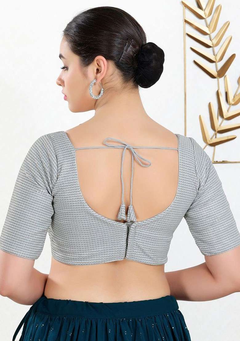 Women Round Neck Padded Saree Blouse - Indya