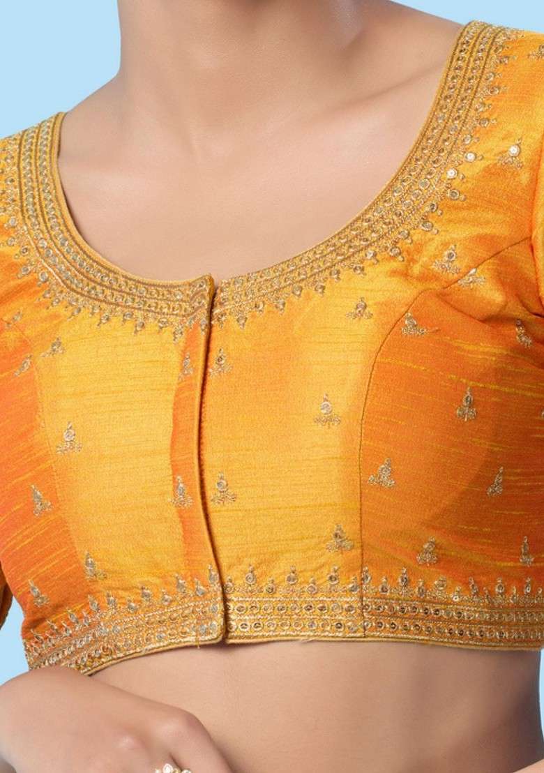 Women Round Neck Padded Saree Blouse - Indya